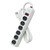 Metal Power Strip, 6 Outlets, 6 ft Cord, Platinum [SKU: FEL99027]