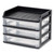 Small Three-Drawer Desktop Storage, 3 Sections, 9.13 x 6.88 x 8.13, Black/Clear [SKU: IRS150163]