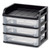 Medium Three-Drawer Desktop Storage, 3 Sections, Letter Size Files, 14.25 x 11.88 x 11.25, Black/Clear [SKU: IRS150181]