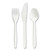 Eco-ID Mediumweight Compostable Cutlery, Fork/Knife/Teaspoon, White, 120 Sets/Pack [SKU: PRK24394124]