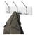 Metal Wall Rack, Three Ball-Tipped Double-Hooks, Metal, 18w x 3.75d x 7h, Satin [SKU: SAF4161]
