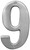 HY-KO Prestige Series BR-51SN/9 House Number, Character: 9, 5 in H Character, Nickel Character, Solid Brass [SKU: ORG6550958]