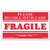 Printed Message Self-Adhesive Shipping Labels, FRAGILE Handle with Care, 3 x 5, Red/Clear, 500/Roll [SKU: UNV308383]