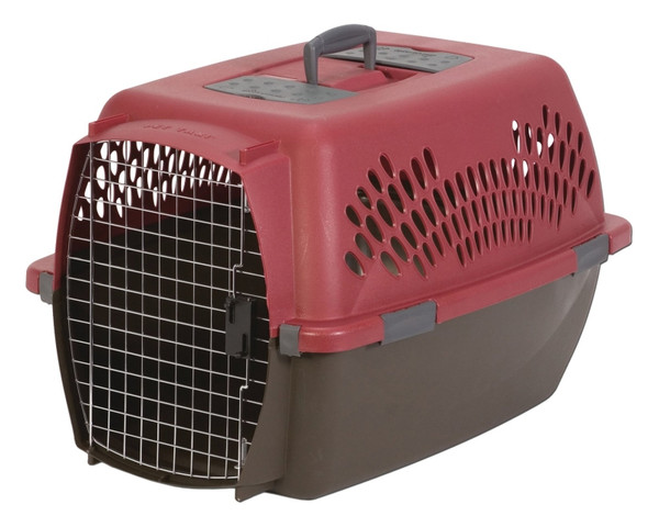 Aspenpet Pet Porter 21090 Fashion Pet Carrier, 26.2 in W, 18.6 in D, 16-1/2 in H, L, Plastic, Black/Deep Red [SKU: ORG2019198]