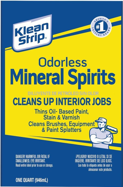 Klean Strip QKSP94005CA Mineral Spirit Thinner, Liquid, Aromatic Hydrocarbon, Clear, 1 qt, Can [SKU: ORG0965640]