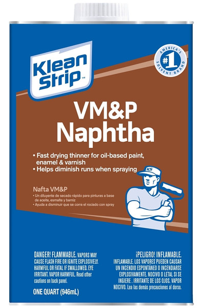 Klean Strip QVM46 Naphtha Thinner, Liquid, Hydrocarbon Solvent, Colorless, 1 qt, Can [SKU: ORG8161390]