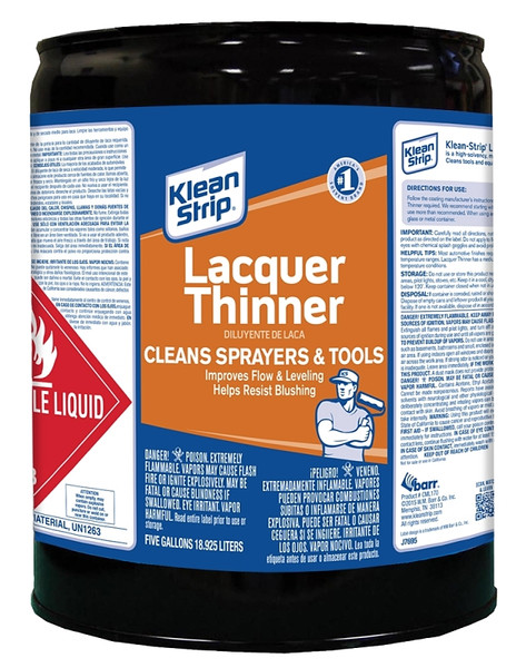 Klean Strip CML170SC Lacquer Thinner, Liquid, Characteristic Ketone, Clear, 5 gal [SKU: ORG0371153]