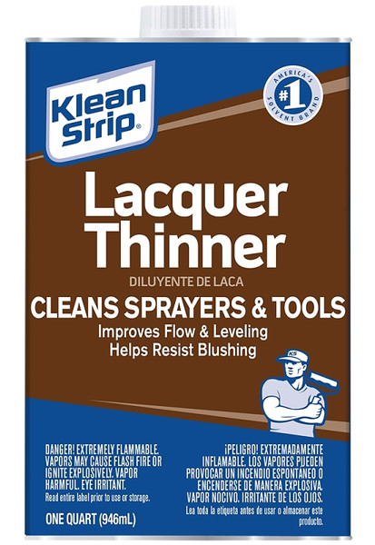Klean Strip QML170SC Lacquer Thinner, Liquid, Characteristic Ketone, Clear, 1 qt, Can [SKU: ORG6282461]