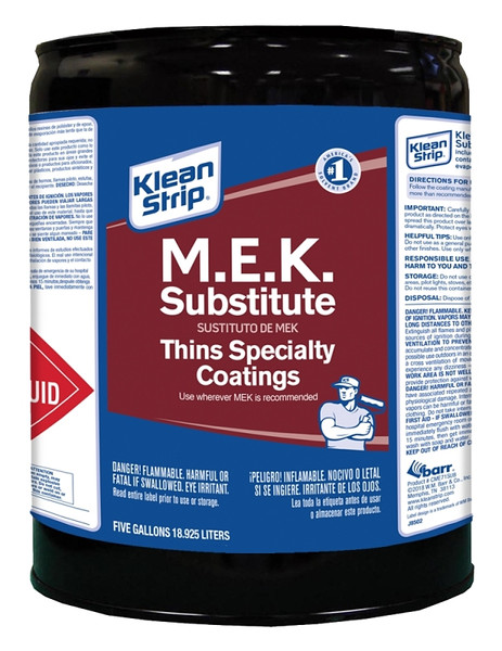 Klean Strip CME71SUB Methyl Ethyl Ketone Thinner, Liquid, Clear, 5 gal [SKU: ORG6430003]