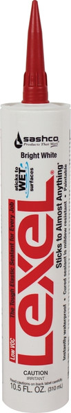 Lexel 13080 Elastic Sealant, White, 7 days Curing, 0 to 120 deg F, 10.5 oz Cartridge [SKU: ORG7446057]