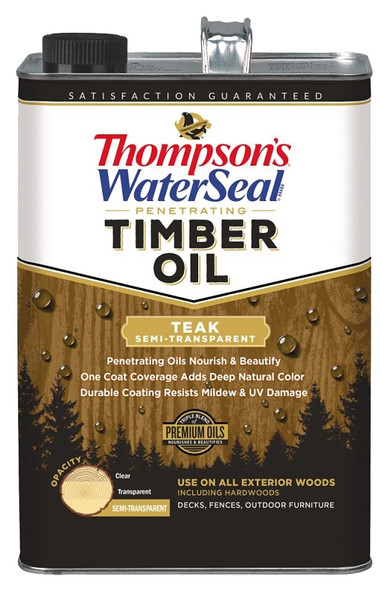 Thompson's WaterSeal TH.048831-16 Penetrating Timber Oil, Teak, Liquid, 1 gal, Can [SKU: ORG7229636]