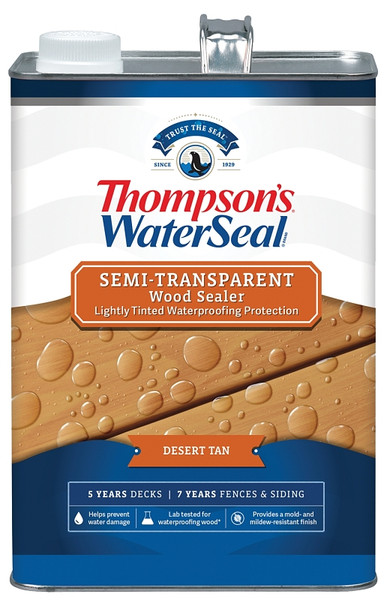 Thompson's WaterSeal TH.092701-16 Wood Sealer, Semi-Transparent, Desert Tan, 1 gal [SKU: ORG6531073]
