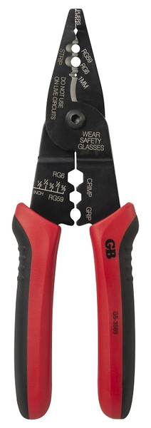 GB GS-3589 Cutter and Stripper, 3/8 in Wire, 3/8 in Cutting Capacity, 8 in OAL, Cushion-Grip Handle [SKU: ORG1488659]