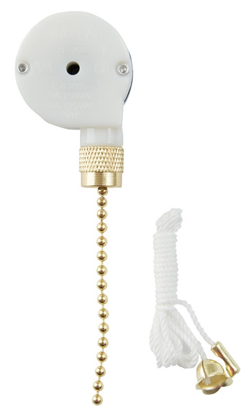 GB GSW-34 Pull Chain Switch, 1-Pole, 125/250 VAC, 3/6 A, Brass [SKU: ORG6437057]