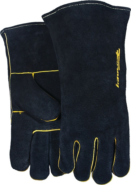 ForneyHide 53425 Welding Gloves, Men's, L, Gauntlet Cuff, Leather Palm, Black, Wing Thumb, Leather Back [SKU: ORG8914400]