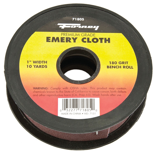 Forney 71805 Bench Roll, 1 in W, 10 yd L, 180 Grit, Premium, Aluminum Oxide Abrasive, Emery Cloth Backing [SKU: ORG8911380]