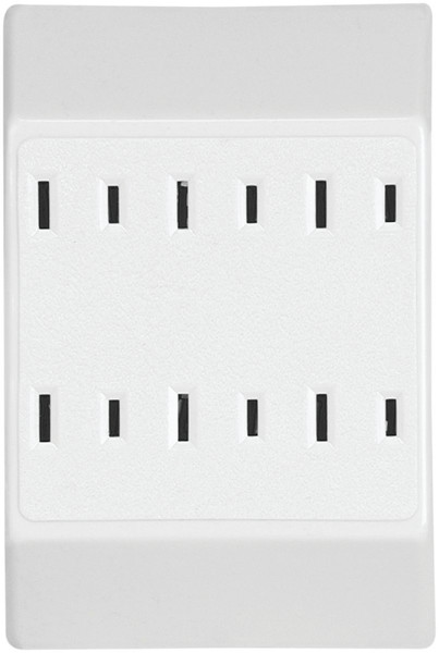 Eaton Wiring Devices C1746W Outlet Adapter, 2 -Pole, 15 A, 125 V, 6 -Outlet, NEMA: NEMA 1-15R, White [SKU: ORG1104165]