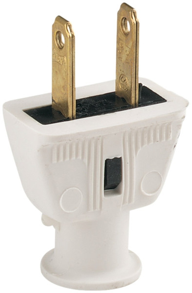 Eaton Wiring Devices BP183W-SP-L Electrical Plug, 2 -Pole, 15 A, 125 V, NEMA: NEMA 1-15, White [SKU: ORG4559340]