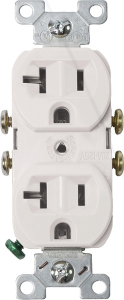 Eaton Wiring Devices 877W-BOX Duplex Receptacle, 2 -Pole, 20 A, 125 V, Side Wiring, White [SKU: ORG6325963]