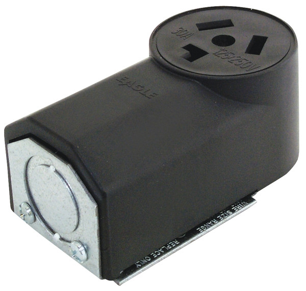 Eaton Cooper Wiring 125 Power Receptacle, 3 -Pole, 125/250 V, 30 A, NEMA: NEMA 10-30R, Black [SKU: ORG6166227]