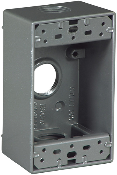 Eaton Wiring Devices 1116-SP Outlet Box, 3 -Outlet, 1 -Gang, Aluminum, Black, Powder-Coated, Wall Mounting [SKU: ORG6181978]