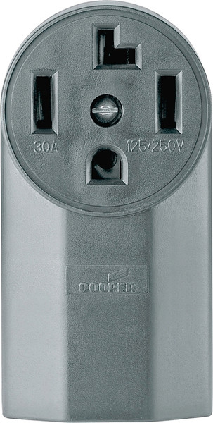 Eaton Cooper Wiring 1225 Power Receptacle, 3 -Pole, 125/250 V, 30 A, NEMA: NEMA 14-30R, Black [SKU: ORG6877492]