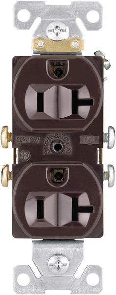 Eaton Wiring Devices CR20B Duplex Receptacle, 2 -Pole, 20 A, 125 V, Side Wiring, NEMA: 5-20R, Brown [SKU: ORG8510984]