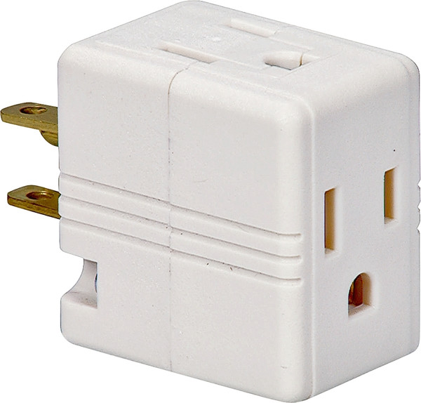 Eaton Cooper Wiring 1482W-BOX Outlet Tap, 2 -Pole, 15 A, 125 V, 3 -Outlet, NEMA: NEMA 5-15R [SKU: ORG6088579]