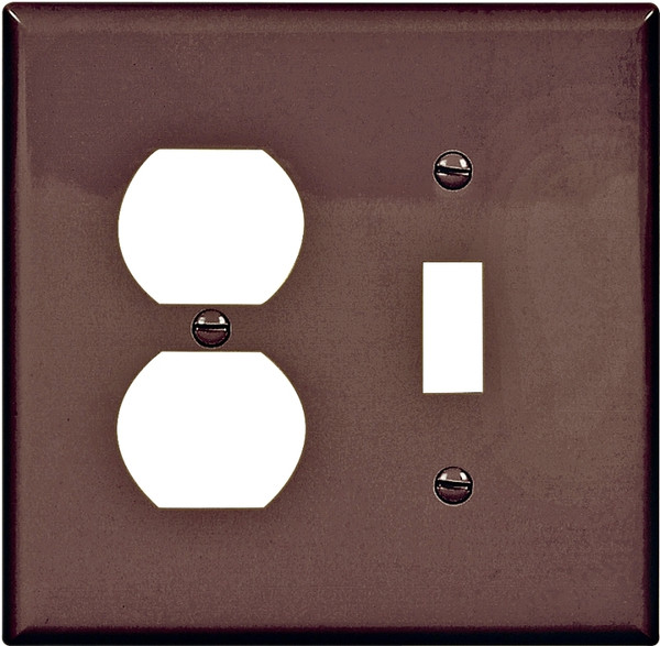 Eaton Wiring Devices PJ18B Combination Wallplate, 4-7/8 in L, 4-15/16 in W, 2 -Gang, Polycarbonate, Brown [SKU: ORG6762736]