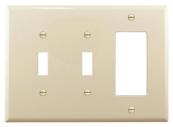 Eaton Wiring Devices PJ226LA Combination Wallplate, 6.76 in L, 4.87 in W, Mid, 3 -Gang, Polycarbonate, High-Gloss [SKU: ORG1075670]