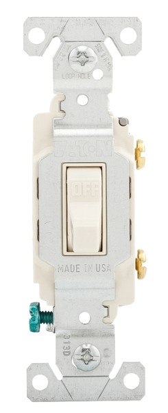 Eaton Wiring Devices CS120LA Toggle Switch, 20 A, 120, 277 VAC, PVC Housing Material, Light Almond [SKU: ORG7211261]
