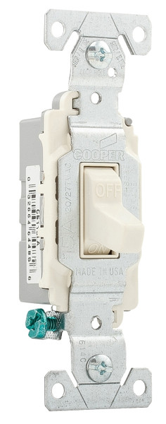 Eaton Wiring Devices CS115LA Toggle Switch, 15 A, 120, 277 VAC, Screw Terminal, PVC Housing Material, Light Almond [SKU: ORG5435615]
