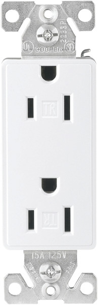 Eaton Wiring Devices 9505TRWS Duplex Receptacle, 2 -Pole, 15 A, 125 V, Back, Side Wiring, NEMA: 5-15R, White [SKU: ORG6822704]