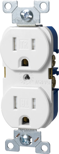 Eaton Wiring Devices TRBR15W-BXSP Duplex Receptacle, 2 -Pole, 15 A, 125 V, Back, Side Wiring, NEMA: 5-15R, White [SKU: ORG8957011]