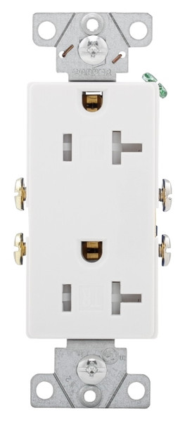 Eaton Wiring Devices TR1307W-BOX Duplex Receptacle, 2 -Pole, 20 A, 125 V, Back, Side Wiring, NEMA: 5-20R, White [SKU: ORG9465584]