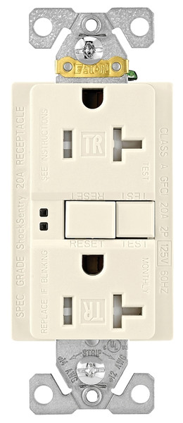 Eaton Wiring Devices TRSGF20LA GFCI Duplex Receptacle, 2 -Pole, 20 A, 125 V, Back, Side Wiring, NEMA: 5-20R [SKU: ORG4896304]