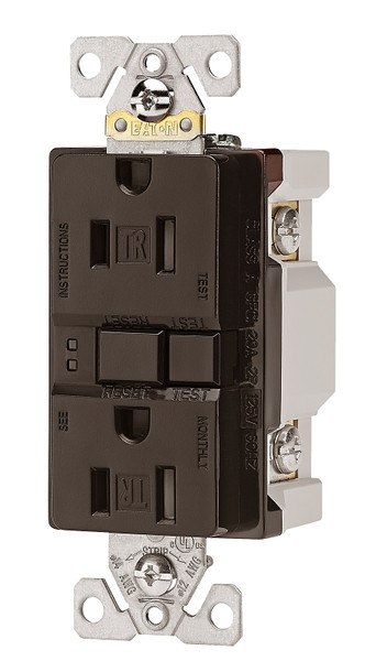 Eaton Wiring Devices TRSGF15RB-L GFCI Duplex Receptacle, 2 -Pole, 15 A, 125 V, Back, Side Wiring, NEMA: 5-15R [SKU: ORG4896296]
