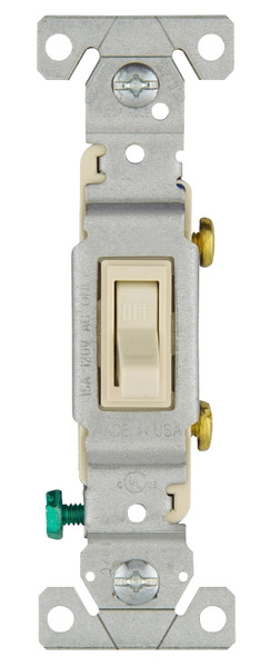 Eaton Wiring Devices 1301-7LA Toggle Switch, 15 A, 120 V, Polycarbonate Housing Material, Light Almond [SKU: ORG7193543]