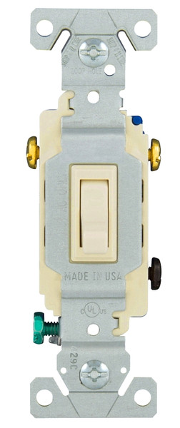 Eaton Wiring Devices 1303-7LA Toggle Switch, 15 A, 120 V, Polycarbonate Housing Material, Light Almond [SKU: ORG7193550]