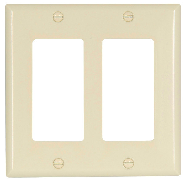 Eaton Wiring Devices 2152LA-BOX Wallplate, 4-1/2 in L, 4.56 in W, 2 -Gang, Thermoset, Light Almond, High-Gloss [SKU: ORG7193634]