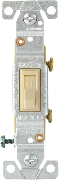 Eaton Wiring Devices 5221V-7V-BU Toggle Switch, 15 A, 120 V, Screw Terminal, Ivory [SKU: ORG4842670]