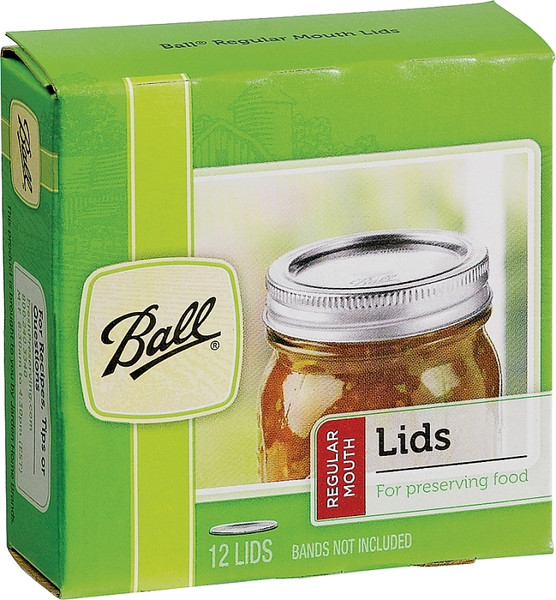 Ball 1440032000 Canning Jar Lid, 2.4 oz Capacity, Steel, Silver Cap/Lid [SKU: ORG9376096]