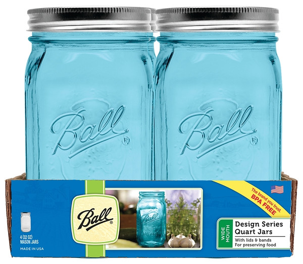 Ball 1440069055 Vintage Jar, 32 oz Capacity, Glass, Aqua, 8 in L, 3 in W, 7 in H [SKU: ORG2360113]