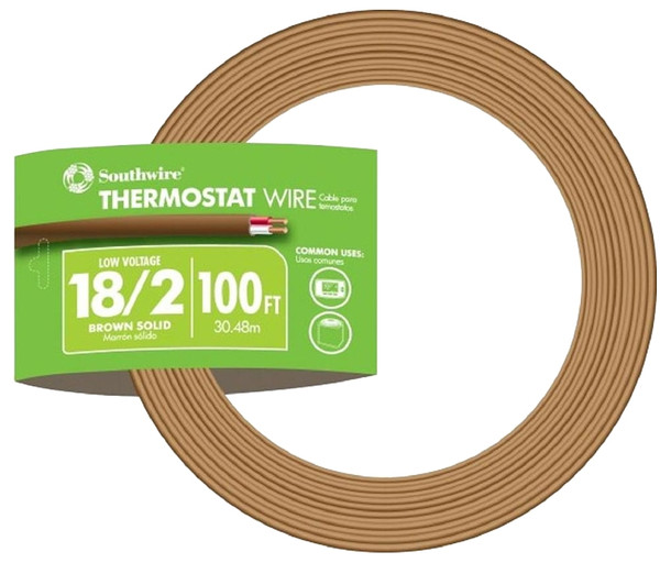 Southwire SIMpull 64162104 Thermostat Wire, 18 AWG Wire, 2 -Conductor, 100 ft L, Copper Conductor, PVC Sheath [SKU: ORG5012448]