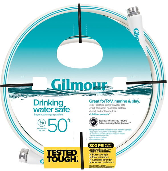 Gilmour 894501-1001 Safe Hose, 5/8 in ID, 50 ft L, White [SKU: ORG9685074]