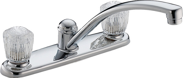 DELTA Classic Series 2102LF Kitchen Faucet, 1.8 gpm, Brass, Chrome Plated, Deck Mounting, Knob Handle, Swivel Spout [SKU: ORG9288218]