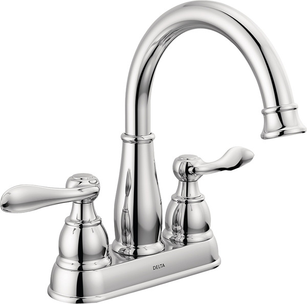 DELTA Windemere Series 25896LF Bathroom Faucet, 1.2 gpm, 2-Faucet Handle, Chrome Plated, Lever Handle [SKU: ORG9149063]
