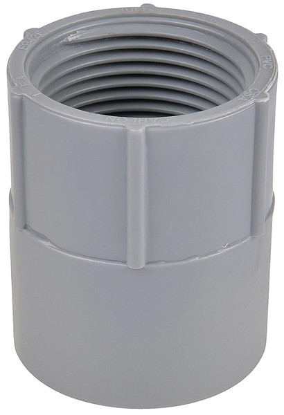 Carlon E942HR Conduit Adapter, 1-1/2 in FPT x Socket, 2-5/32 in Dia, 2-7/32 in L, PVC, Gray [SKU: ORG6558530]