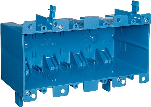 Carlon B468R Outlet Box, 4 -Gang, PVC, Blue, Clamp Mounting [SKU: ORG9122326]