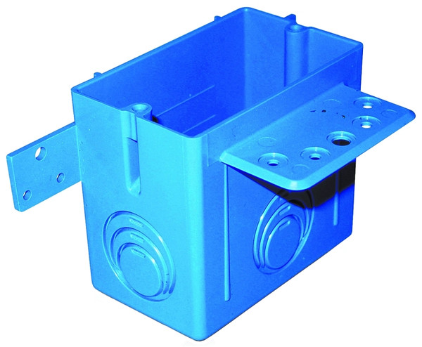 Carlon A122 Outlet Box, 1 -Gang, 4 -Knockout, PVC, Blue, Bracket Mounting [SKU: ORG3805728]